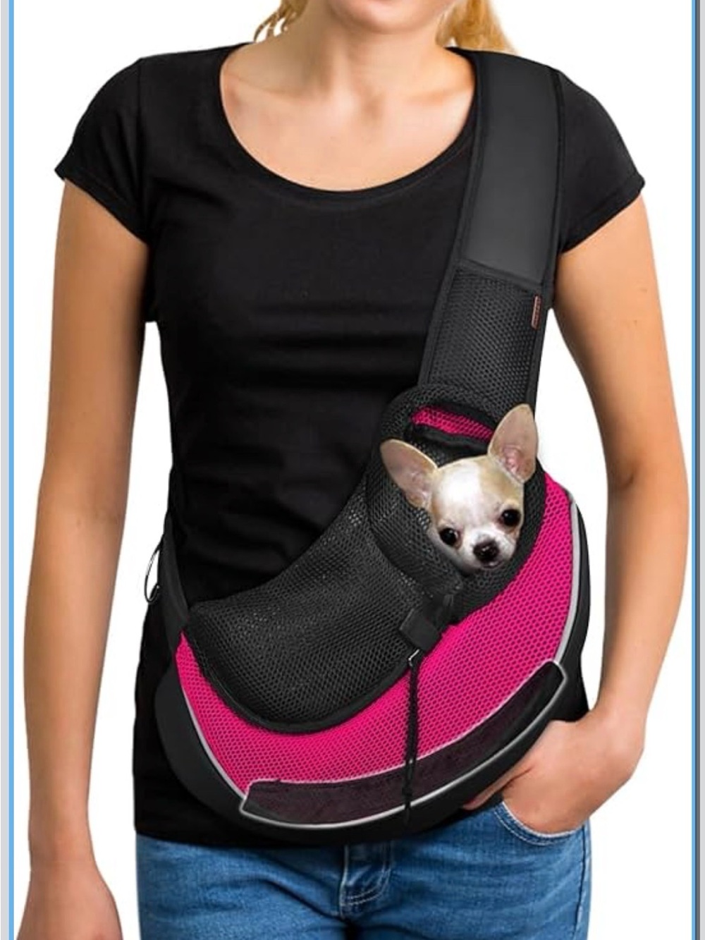Hands-Free Pink & Black Pet Sling Carrier